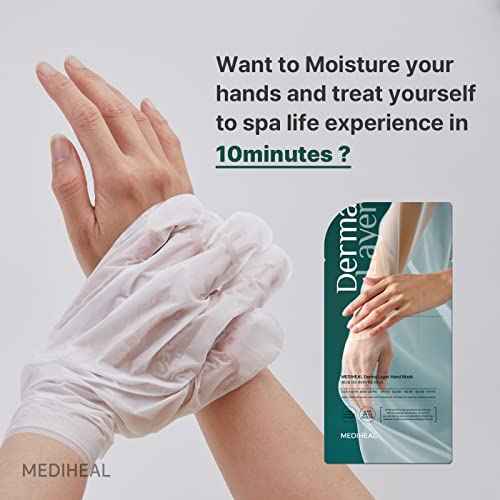 Mediheal Derma Layer Hand Mask (5 Packs) for Dry, Cracked, Roughfnessm Dullness, Damaged Skin Care with Hyaluronic Acid 3 Layers Structure