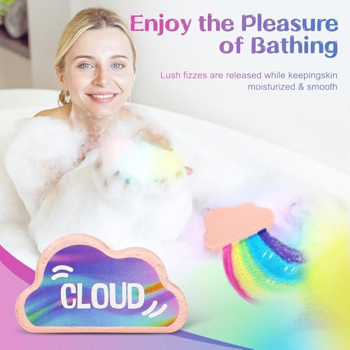 Rainbow Bath Bombs for Kids - 9 Pcs Handmade Natural Kids Bath Bombs, Organic Bubble Bath for Girls, Christmas Gifts for Kid Girls, Stocking Stuffers