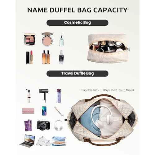 Girls/Kids Initial Duffle Bag with Shoe Compartment, Kids Personalized Travel Bags with Makeup Bag for Women with Trolley Sleeve & Wet Pocket, Gifts for Teenage Girl(Letter E)