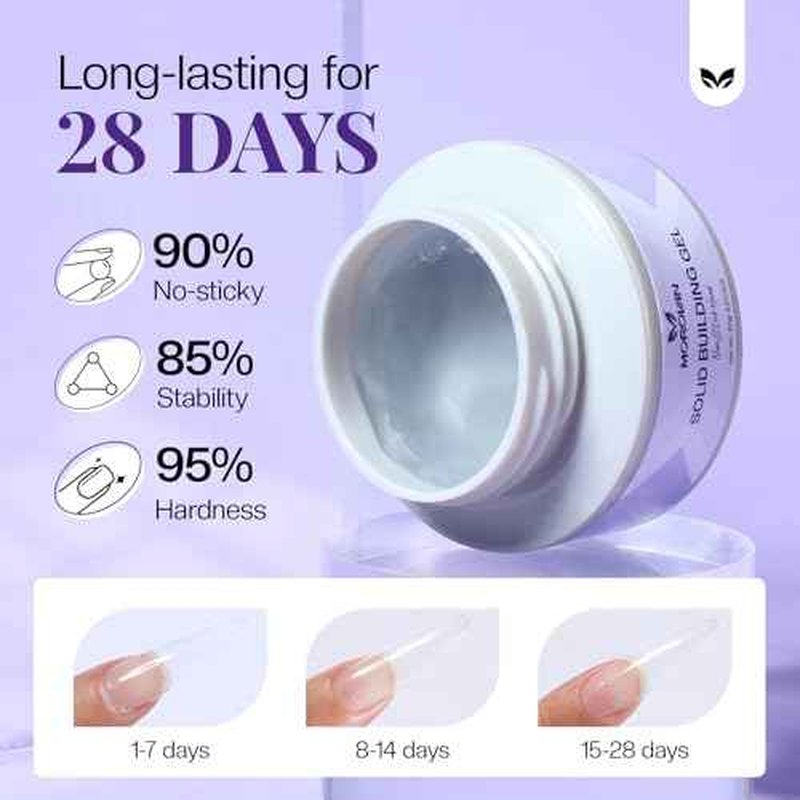 Morovan Solid Builder Nail Gel: 60g Large Capacity Nail Builder Gel for 3D Sculpting Non-Sticky Hard Gels for Nails Extension Carving Soak Off UV LED Salon Home DlY