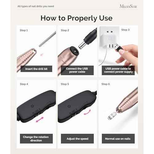 MelodySusie Pen-Shaped Portable USB Nail Drill, PC120I 20000RPM Electric Nail File with Compact Design for All Nail Care, Manicure Polishing, Shaping & Gel Removal at Home for Beginners