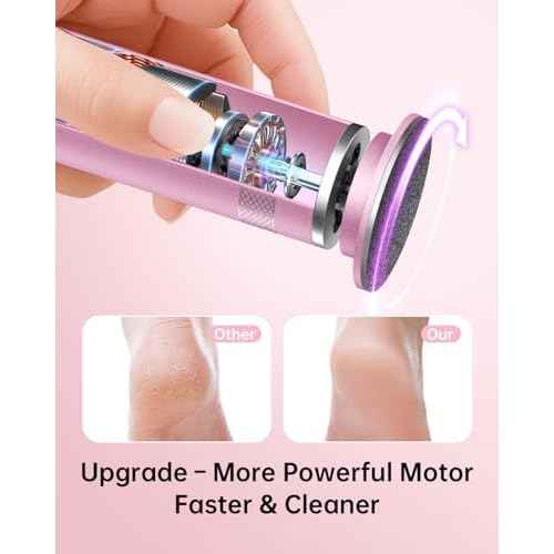 Electric Foot Callus Remover, Upgrade Electric Foot File Callus Remover for Feet, Adjustable Speed Foot File with 60 Pcs Sandpaper Discs, Foot Scrubber for Cracked, or Tough Skin and Calluses, Pink