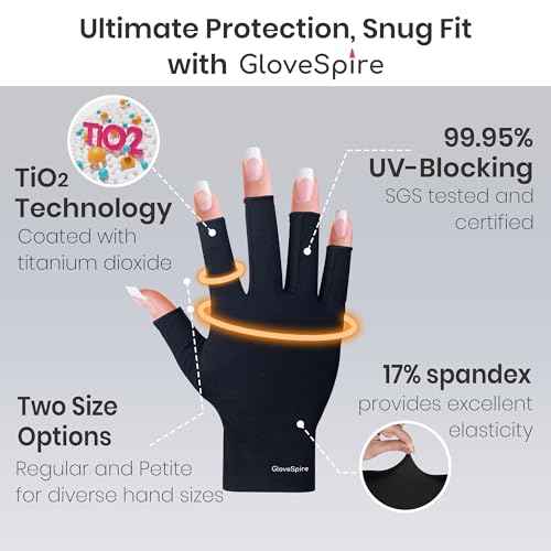 Thickened UV Gloves for Nails, UPF50+ UV Protection Gloves, Fingerless Design for Women Gel Manicures Anti UVA UVB Light(One Size Fits Most/Blush Pink)