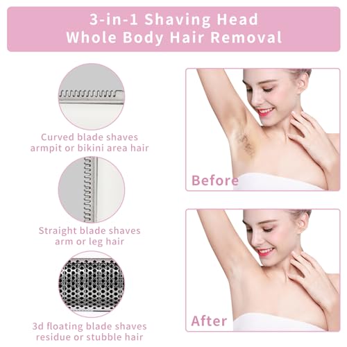 Wet & Dry Electric Razor for Women Men,4 in 1 Rechargeable Led Display Electric Shaver and Facial Hair Remover,Painless Ladies Body Razors for Nose Face Body Leg Bikini Arm Hair