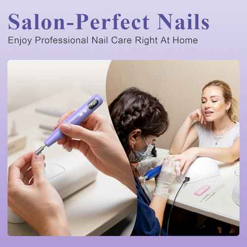 Cordless Nail Drill Kit - 9 Speed Wireless Electric Nail File with LED Display, Portable Nail Drill Machine for Acrylic Gel Nails, Rechargeable 20000RPM Hand Feet Grind Trim Tool for Women Men Baby