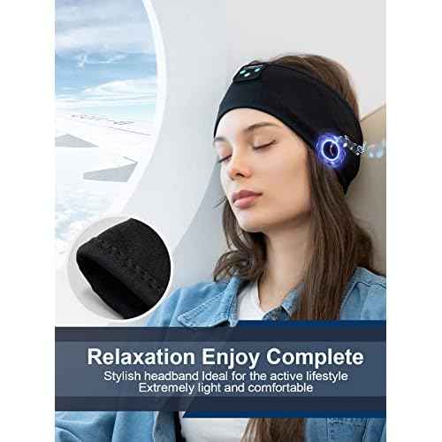 Lullaband Bluetooth Sleep Headphones Headband, Non-Slip Soft Stretchy Wireless Bluetooth Earphones with 10-Hour Battery Speakers for Sleep Travel Sports Yoga Meditation Running and Housework