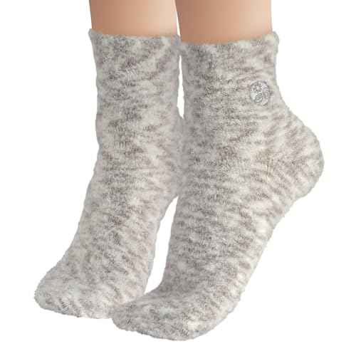 Earth Therapeutics Aloe Socks ? Infused w/Aloe Vera & Vitamin E ? Helps Dry Feet, Cracked Heels, Calluses ? Use with Lotion ? Grey/Confetti (2 Pairs)
