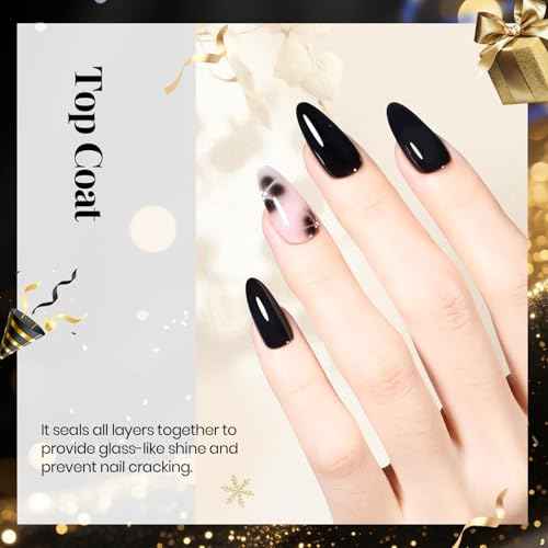 beetles Gel Polish No Wipe Gel Top Coat - Clear Color Top Coat Gel Nail Polish Shine Finish and Long Lasting, Soak Off Nail Lamp, 15ml Christmas Nails Gifts for Girls