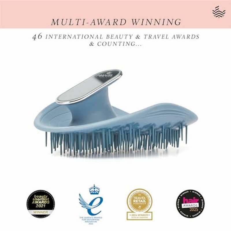 Manta Mirror Anti-Breakage Hairbrush ? Travel Brush for Women, Gentle Wet & Dry Detangling Brush with Scalp Massager, Blue