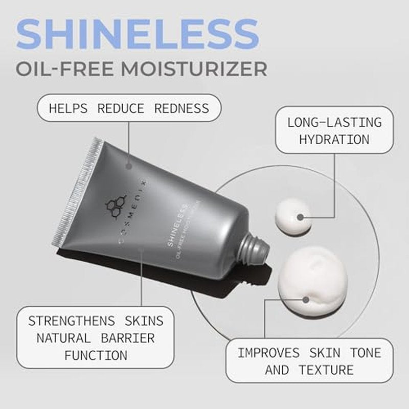 COSMEDIX Shineless Oil-Free Face Moisturizer for Women & Men - Hydrating Face Cream with Vitamin B3 for Oily & Blemish-Prone Skin - Daily Facial Skin Care for Firmer, Smoother & Radiant Glow