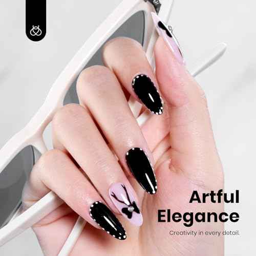 beetles Gel Polish Classic Black Gel Nail Polish - Winter Gel Polish Hema Free Soak Off Uv LED Nail Lamp 8ml DIY Home Manicure Salon Gift for Women Silent Charm