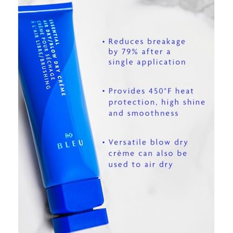 R+Co BLEU Essential Air Dry Blow Dry Creme | Lightweight Heat Protectant Styling Cream for Frizz Control + Hydration & Shine | Nourishing Hair Smoother for All Hair Types