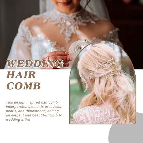 Crystal Wedding Hair Comb Rhinestone Pearl Bride Hair Combs Gold Side Hair Combs Leaf Pearl Headpiece Bridal Hair Accessories for Women