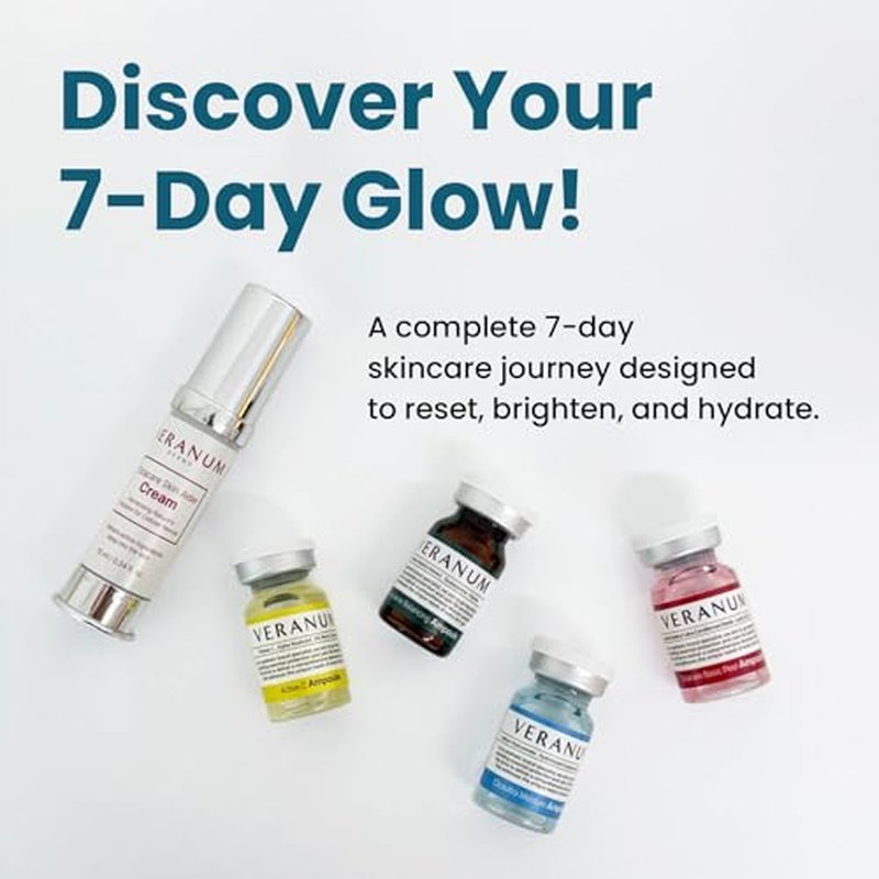 7-Day Glow Trial Kit ? 5-Piece Ampoule + Aider Cream System | MicroFusion 2X Absorption | Vitamin C + Collagen + Centella EV | K-Beauty Discovery Set for Hydration & Radiance (5 Mini Sizes)