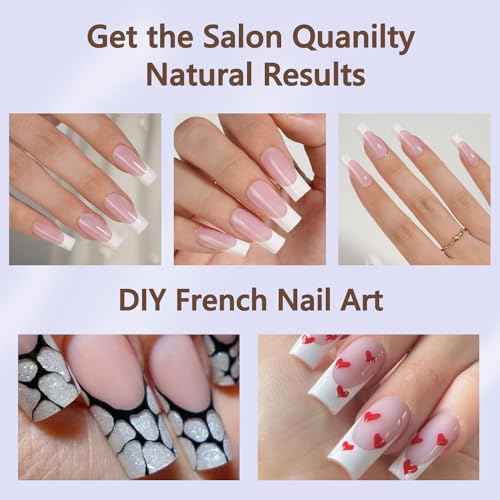 Misssix French Gel Nail Tips, 240Pcs French Tip Press on Nails Long Square Pink, No Need to File Tips Pre-lasting, Fake Nails for Nail Art DIY 15 Sizes