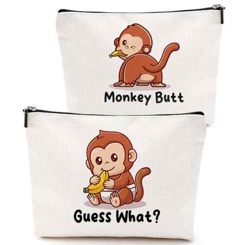 Funny Cute Makeup Bag Monkey Gifts for Girls Monkey Supplies Accessories Cosmetic Bag for Women Girls Daughter Animal Lovers Sister Best Friends Pet Coworker Graduation Mothers Day Christmas Birthday