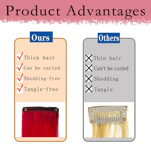 20 PCS Red Hair Extensions Clip in - 22 Inch Colored Hair for Women Girls Kids - Perfect for Parties, Cosplay, Halloween