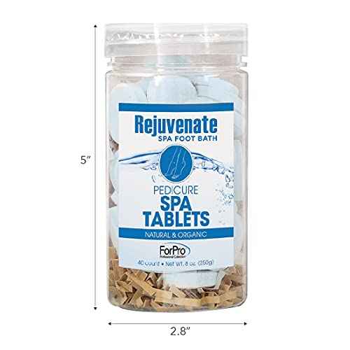 Rejuvenate Spa Foot Bath Pedicure Spa Tablets, Organic Foot Soak Tablets for Softening Skin & Replenishing Moisture, Ocean Breeze, 40-Count
