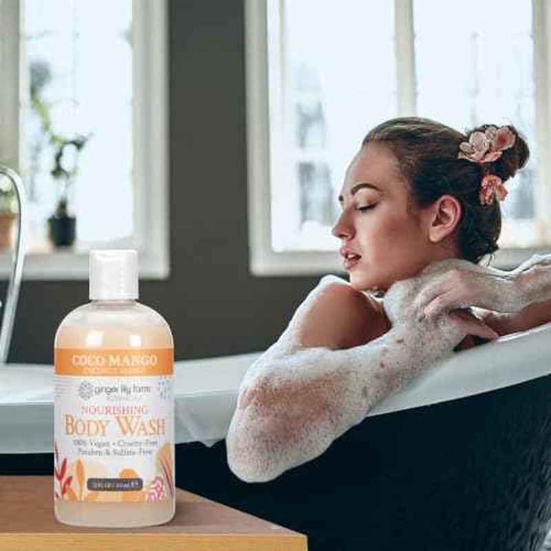 Ginger Lily Farms Botanicals Nourishing Body Wash, Coco Mango, 100% Vegan & Cruelty-Free, Coconut Mango Scent, 12 Fl Oz