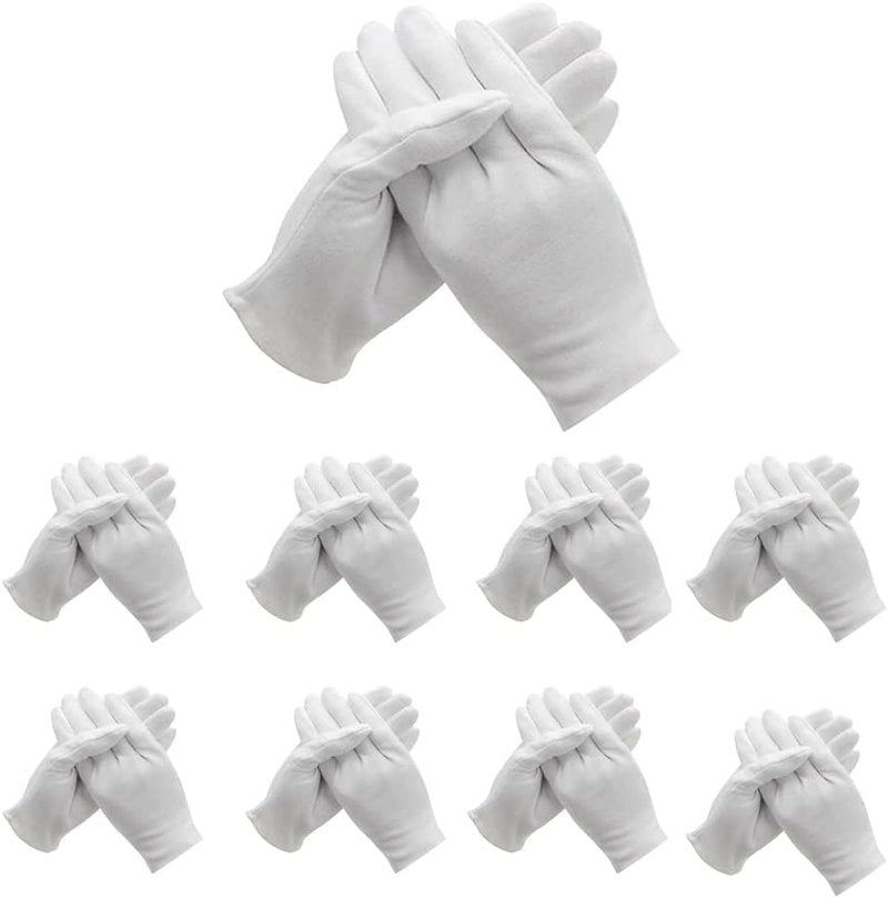 White Cotton Gloves - 48 Pcs Moisturizing Hand Spa Gloves | Soft, Breathable & Washable for Eczema Care