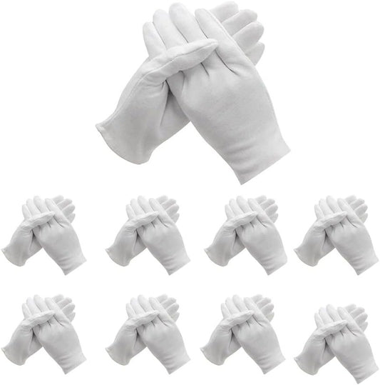 White Cotton Gloves - 48 Pcs Moisturizing Hand Spa Gloves | Soft, Breathable & Washable for Eczema Care