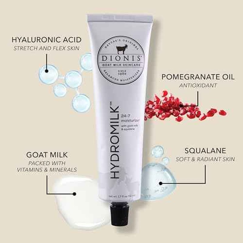 Dionis Goat Milk Skincare 1.7 fl oz Hydromilk 24-7 Moisturizer, With Squalane To Deeply Moisturize, Cruelty Free & Paraben Free, Formulated For All Skin Types