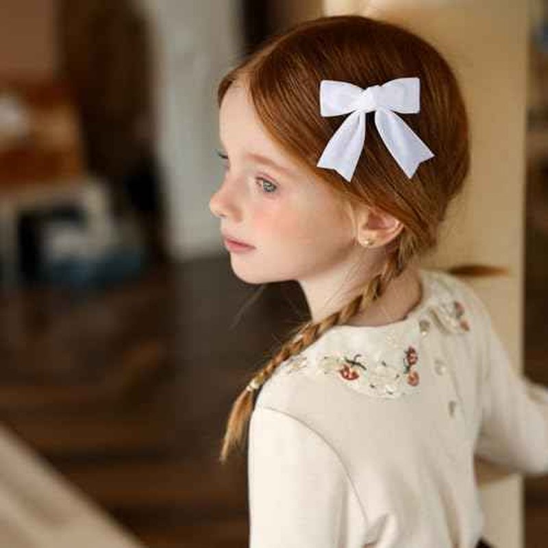 White Velvet Hair Bow Clips 3" Small Soft Velvet Ribbon Bow-Knot Alligator Hair Pins Barrettes for little Toddler Teen Flower Girls Kids Xmas Valentines Back School Gift Wedding Accessories