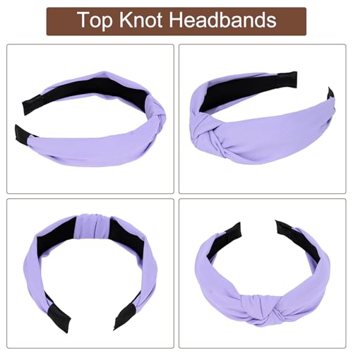 Ondder 6 Pack Top Knot Purple Headbands for Women Cloth Head Bands for Women¡¯s Hair Wide Cute Knotted Headbands for Women Non Slip Fashion Womens Girls Hair Accessories