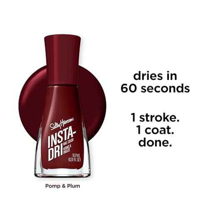 Sally Hansen Insta-Dri Nail Polish | Quick Dry, Long Lasting, Streak-Free Shine | Opaque, Glossy | 398 Pomp & Plum | Plum Red Nail Color