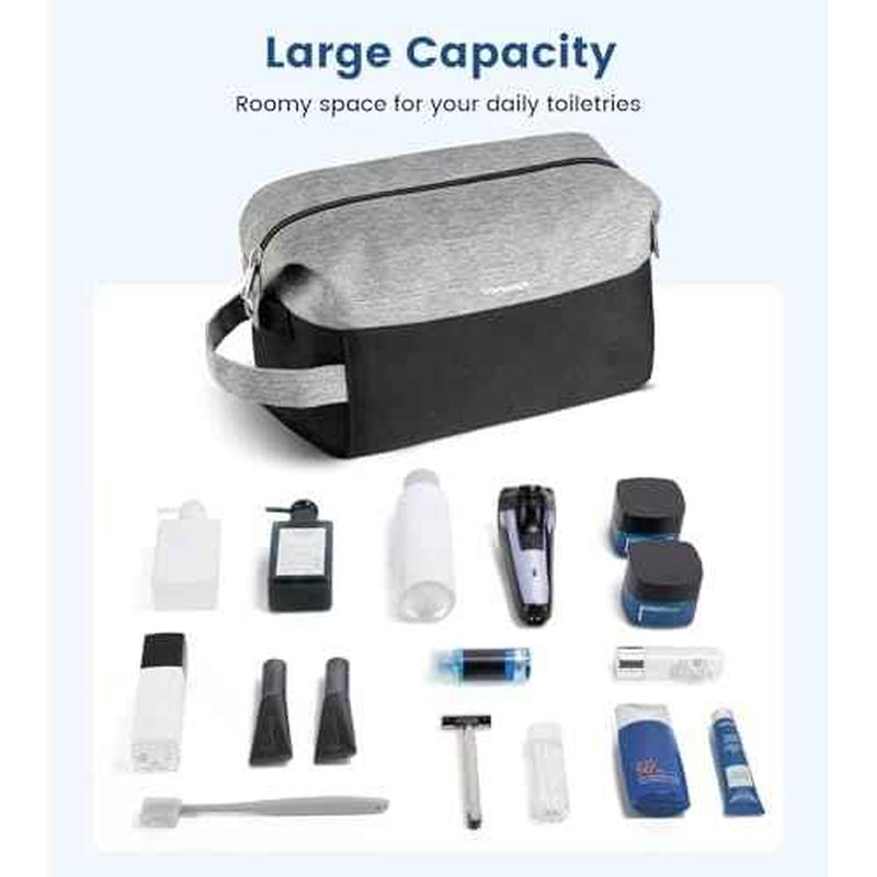 Vorspack Lightweight Travel Toiletry Bag - Water Resistant Travel Bag for Toiletries, Cosmetics, Accessories, Gifts for Men - Black