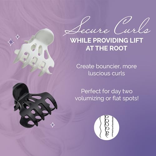 Curl Keeper Claw Clips for Thick & Thin Hair, Roller Jaw Clamps (12-Pack) - Wide Teeth Medium Hair Clips for Women Supports & Creates Volume - Hair Styling Accessories are Lightweight & Easy to Clean