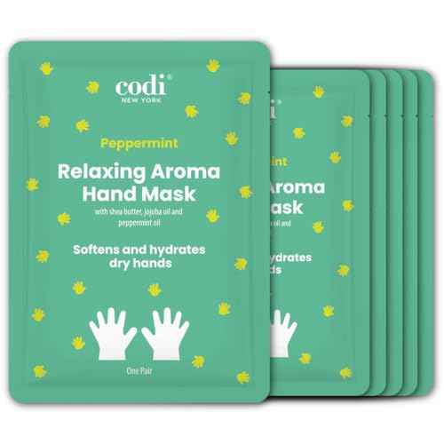 Relaxing Aroma Hand Mask 6 Pairs | Natural Scent | Soothes & Hydrates Dry Hands | Hydrating Hand Treatment for Rough Skin & Dry Cuticles | Home Spa Gloves | Korean Skincare (Peppermint)