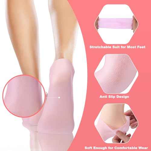 6 Pairs Silicone Socks for Dry Cracked Feet Women,New Upgrade Thickened Moisturizing Foot Mask Exfoliating Silicone Socks,Spa Gel Moisturizer Socks Foot Care After Pedicure