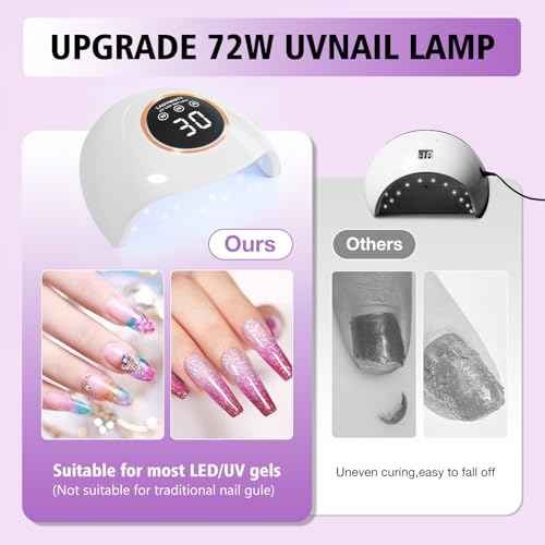 72W UV LED Nail Lamp Light Dryer for Nails Gel Polish with 18 Beads 3 Timer Setting & LCD Touch Display Screen, Auto Sensor, Professional Nails, White