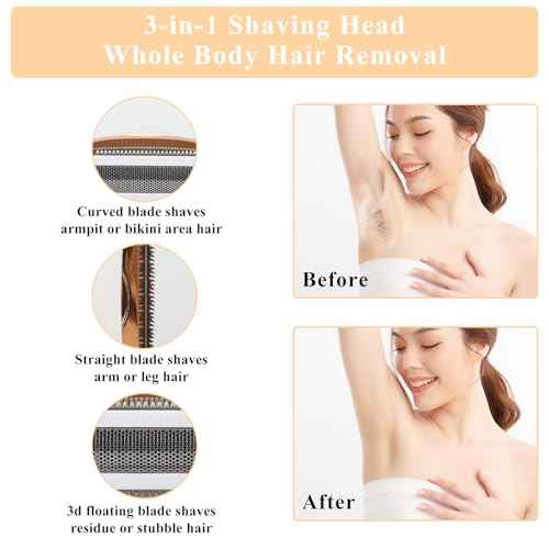 Electric Razor for Women Men,4 in 1 Painless Ladies Wet & Dry Body Razors and Facial Hair Remover, Rechargeable Painless Hair Removal Kit for Nose Face Body Leg Bikini Arm Hair