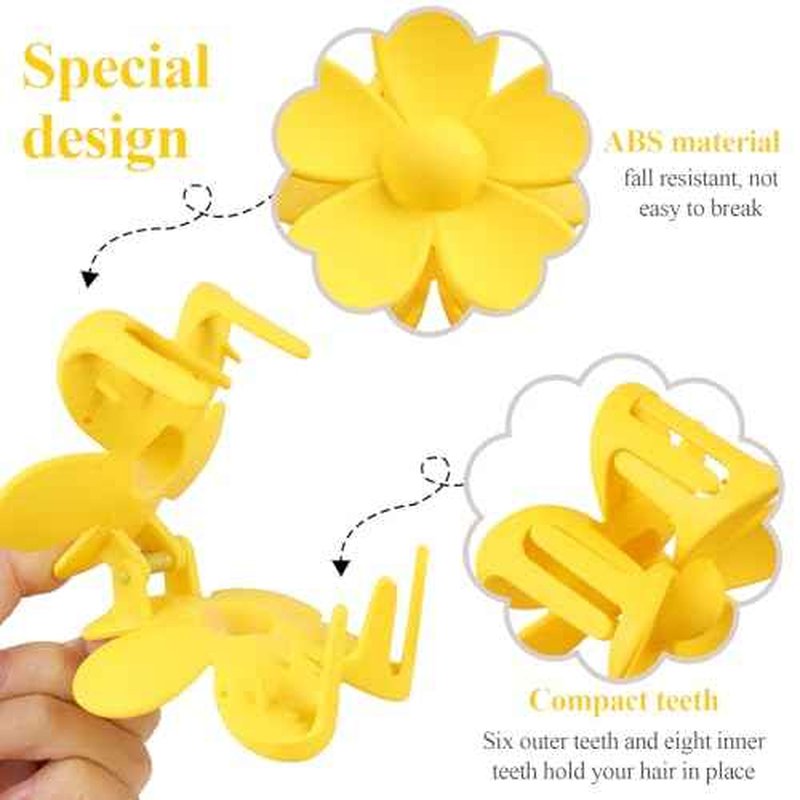 vivinin Flower Claw Clip 10 PCS Claw Clips, Hair Clips for Women Non Slip for Thick Hair Women Girls Gifts, 10 Colors