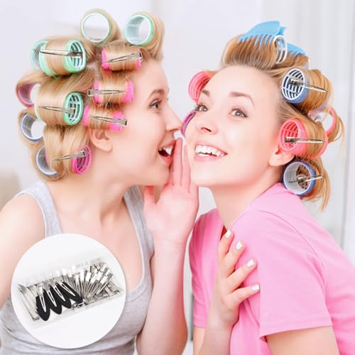 Hair Clips for Women Styling, 44Pcs Metal Duck Billed Pin Curl Clips, Hair Pins, Salon, Makeup, Hair Dyeing, Silver & Black