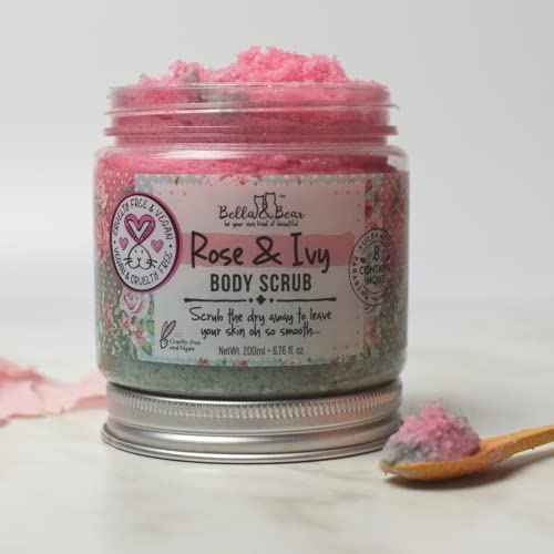 Bella & Bear Rose & Ivy Body Scrub - Vegan & Cruelty-Free Oil-Free Exfoliator | Polish Your Skin to Perfection | 6.7oz of Floral Bliss for All Women