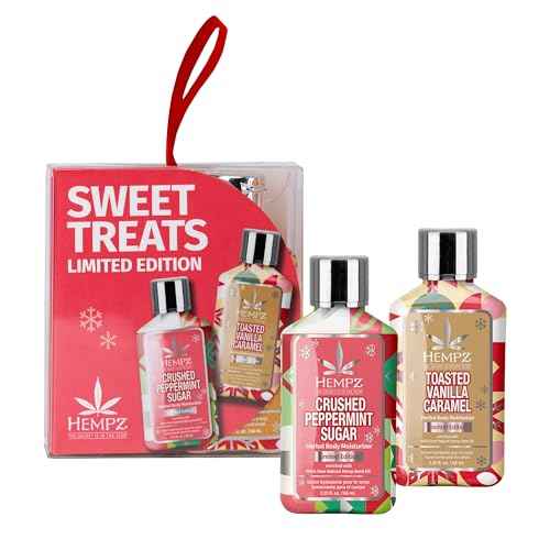 Hempz Mini Sweet Treats, Holiday Lotion Gift Set, Vanilla Caramel and Crushed Peppermint Mini Body Lotion, 2.25 oz