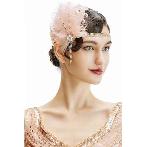 BABEYOND Flapper Headpiece for Women - Roaring 20s Headband 1920s Gatsby Headpiece Vintage Accessories for Women