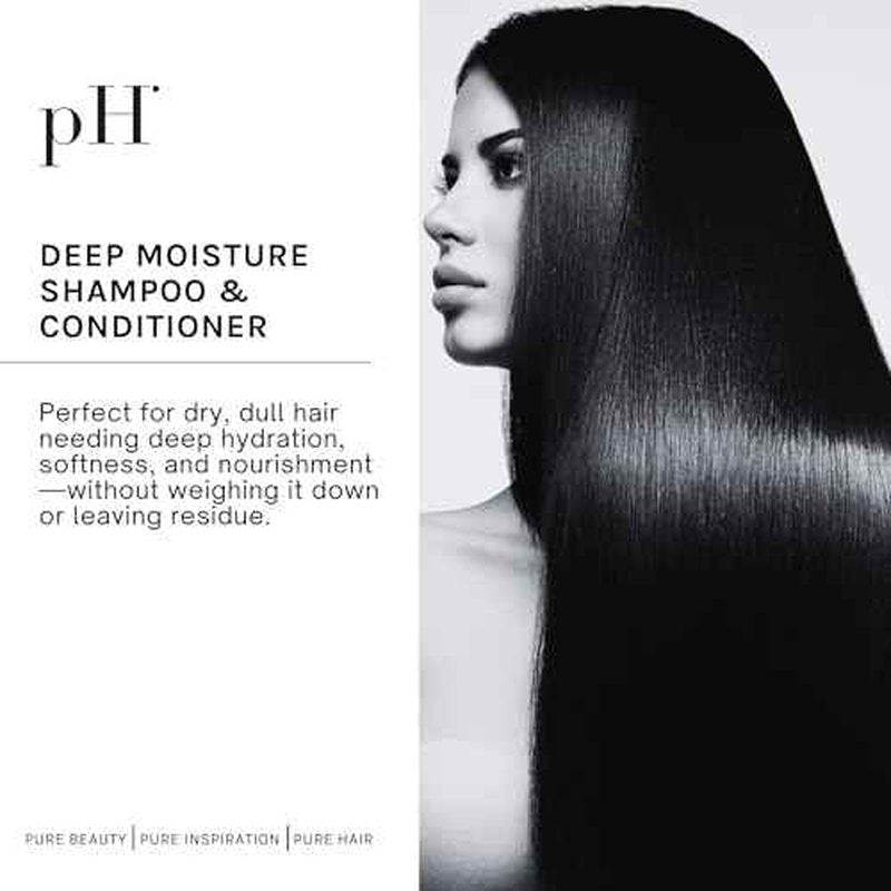 pH PURE HAIR Deep Moisture Shampoo & Conditioner Set - Moisturizing Formula For Dry Damaged Hair - Enriched with Kokum Nut Butter and Rose Extract 33.8 Oz (Pack of 2)