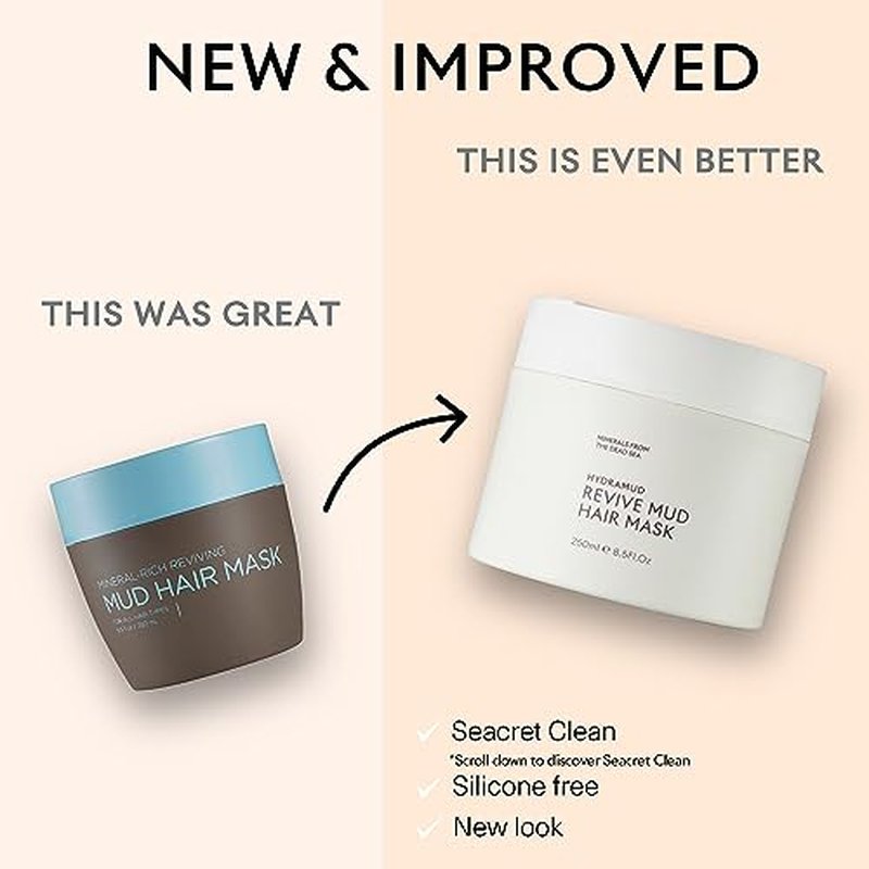 SEACRET Mud Hair Mask with Argan Oil & Minerals From The Dead Sea, A Reviving Hair Mask For Damaged Hair, Suitable For All Hair Types, 8.5 FL.OZ