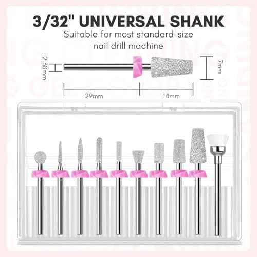Makartt Nail Drill Bits:10Pcs Dimond Sanding Bit Sets for Nail Drill E-File,Upgraded Cuticle Cleaner Nail Bit Kit Tool Bits for Acrylic Nail Art Tools Nails Manicure Nail Prep,Nail Salon Home DIY Use