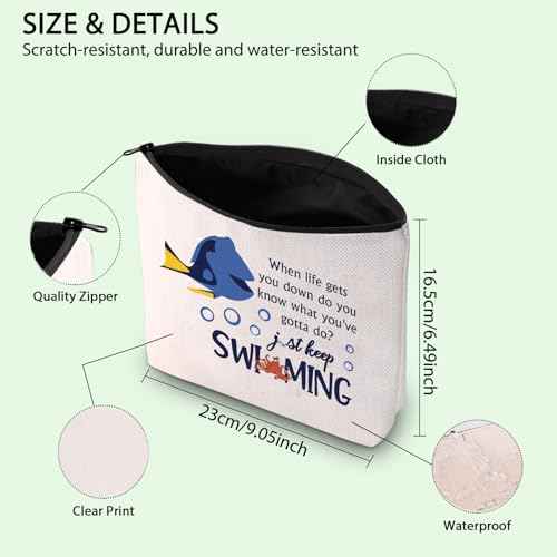 Dory Lover Gift Dory Movie Cosmetic Bag Cartoon Character Lover Gift Dory Fish Fans Gift Animal Ocean Gift (keep swimming)