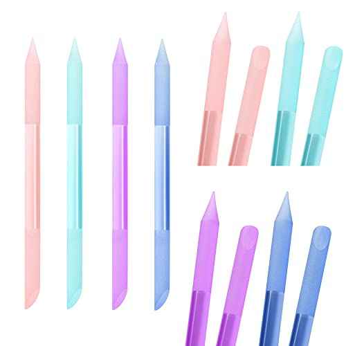 4Pcs Glass Cuticle Pusher, heemeei Dual-Ended Manicure Stick, Crystal Cuticle Pusher Glass File, Professional Precision Filing Cuticle Remover, Manicure Pedicure Tools for Nails and Cuticles Care¡¦