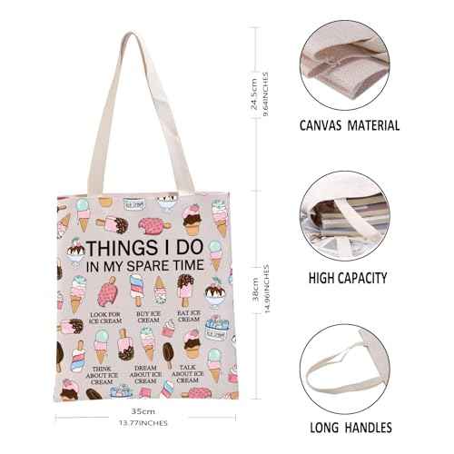 G2TUP Popsicle Lover Gift My Spare Time Ice Cream Tote Bag Soft ServeHandbag Foodie Gelato Lover Funny Dessert Lover Gift