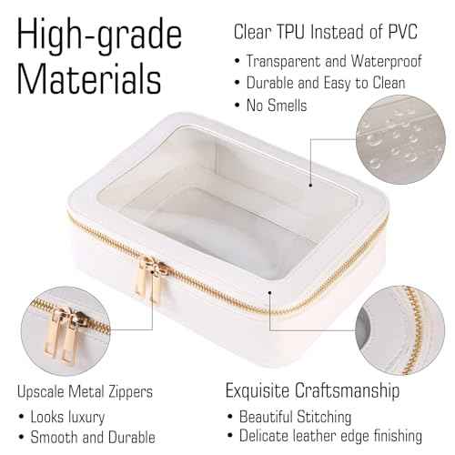 Small Clear Makeup Bag Toiletry Bag Cosmetic Bag and Makeup Brush Holder,Waterproof Makeup Pouch Travel Bag Organizer Case with Zipper for Women Toiletries and Car Organizer