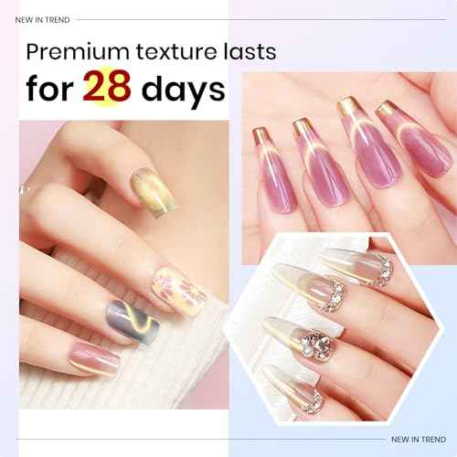 MIZHSE Cat Eye Gel Nail Polish Set, 6 Colors Dawn Ceramic Magnetic Gel Polish with Magnet Stick, Trendy Salon French Nail Polish Kit DIY at Home Gift Set for Women