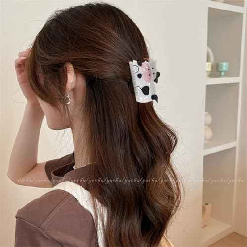 Summer Dairy Cow Hair Clips Cute Animal Hair Jaw Clip Kawaii Black White Dairy Cow Acetate Hair Barrettes Acrylic Hair Styling Accessories Spring Summer Hair Claw Clip for Women Thick & Thin Hair