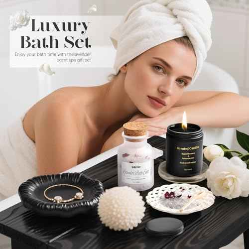 Golray Birthday Gifts for Women Self Care Spa Basket with Mug/Makeup Brush Holder/Jewelry Tray, Christmas Valentines Mother's Day Gift for Her Wife Sister Mom Friend Girlfriend Coworker Teacher Nurse